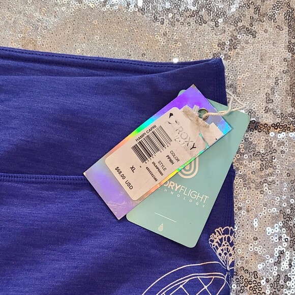 Roxy NWT Persian Blue & White "Hampi" Crop Active Leggings, Size L/XL (12-14) - Picture 8 of 9